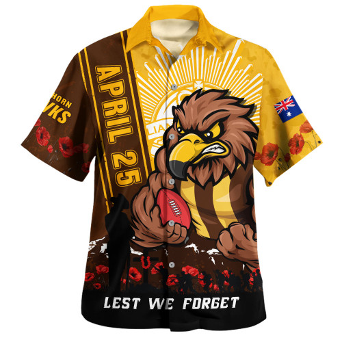 Hawthorn Hawaiian Shirt Anzac Day Lest We Forget Memorial