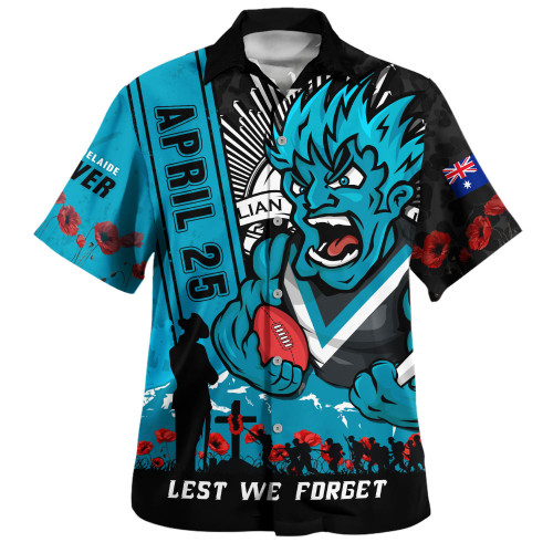 Port Adelaide Hawaiian Shirt Anzac Day Lest We Forget Memorial
