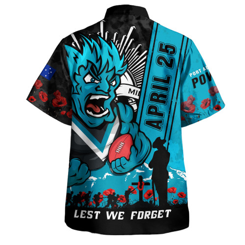 Port Adelaide Hawaiian Shirt Anzac Day Lest We Forget Memorial
