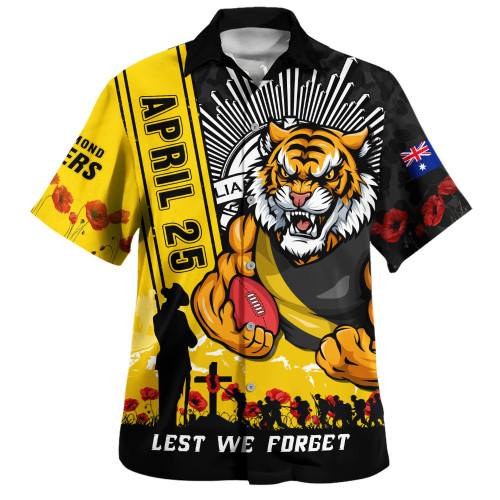 Richmond Hawaiian Shirt Anzac Day Lest We Forget Memorial