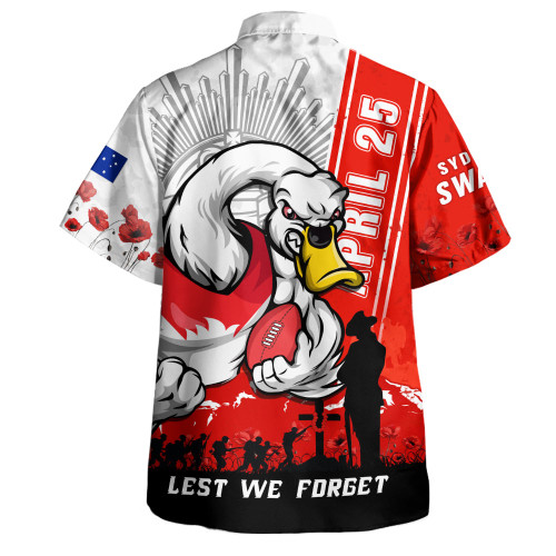 Sydney Swans Hawaiian Shirt Anzac Day Lest We Forget Memorial