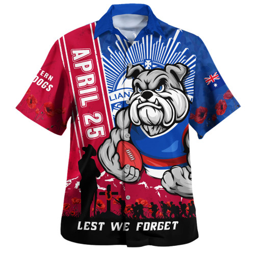 Western Bulldogs Hawaiian Shirt Anzac Day Lest We Forget Memorial