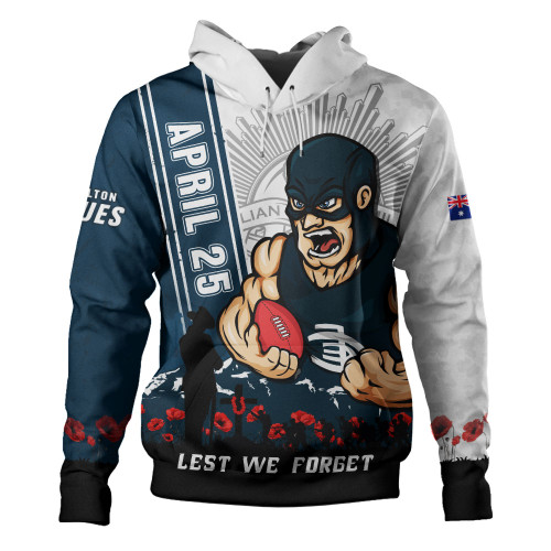 Carlton Hoodie Anzac Day Lest We Forget Memorial