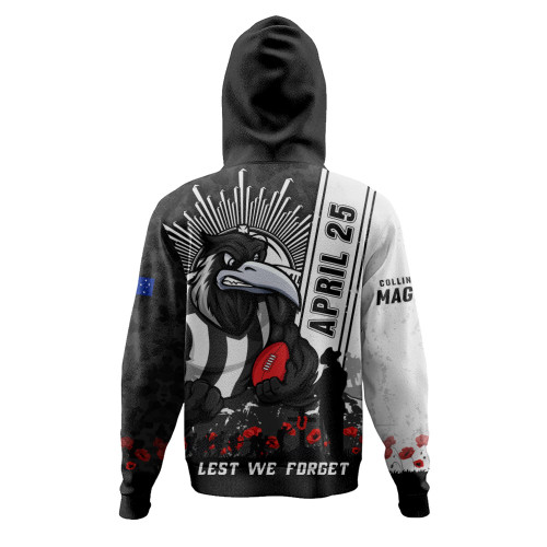 Collingwood Hoodie Anzac Day Lest We Forget Memorial