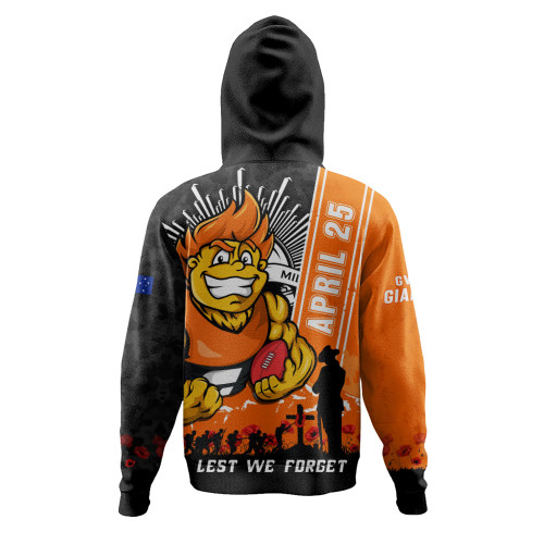 GWS GIANTS Hoodie Anzac Day Lest We Forget Memorial