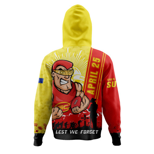Gold Coast SUNS Hoodie Anzac Day Lest We Forget Memorial