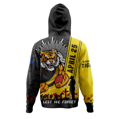 Richmond Hoodie Anzac Day Lest We Forget Memorial