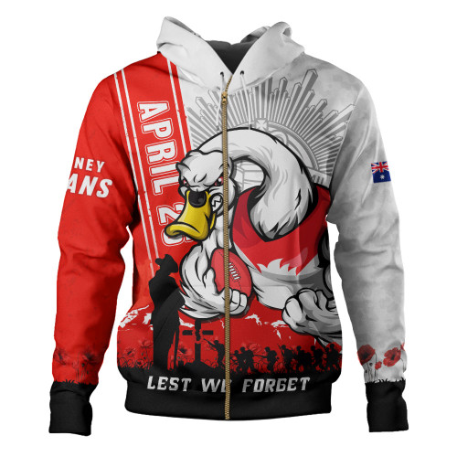 Sydney Swans Hoodie Anzac Day Lest We Forget Memorial