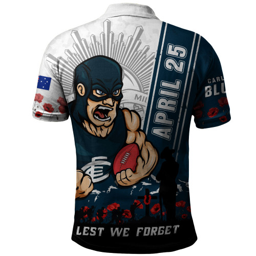 Carlton Polo Shirt Anzac Day Lest We Forget Memorial