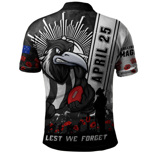 Collingwood Polo Shirt Anzac Day Lest We Forget Memorial