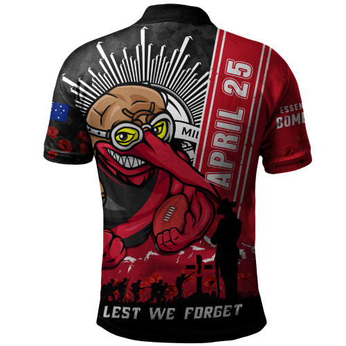 Essendon Polo Shirt Anzac Day Lest We Forget Memorial