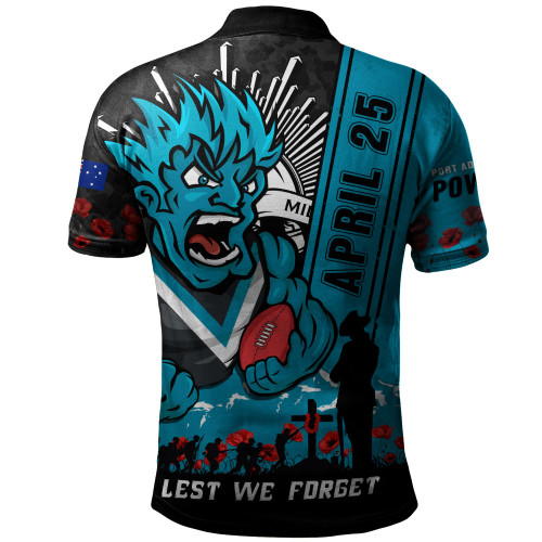 Port Adelaide Polo Shirt Anzac Day Lest We Forget Memorial