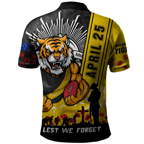 Richmond Polo Shirt Anzac Day Lest We Forget Memorial