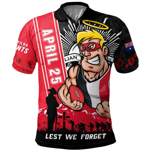 St Kilda Polo Shirt Anzac Day Lest We Forget Memorial