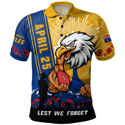 West Coast Eagles Polo Shirt Anzac Day Lest We Forget Memorial