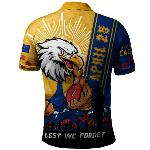 West Coast Eagles Polo Shirt Anzac Day Lest We Forget Memorial