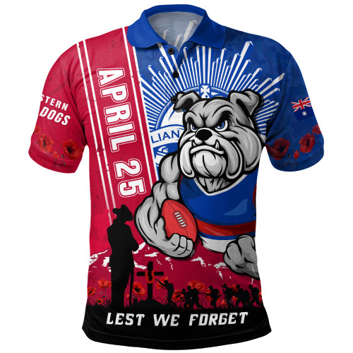 Western Bulldogs Polo Shirt Anzac Day Lest We Forget Memorial