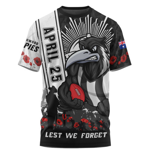 Collingwood T-Shirt Anzac Day Lest We Forget Memorial