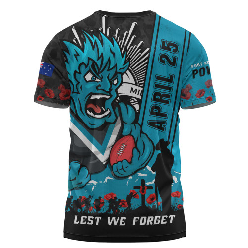 Port Adelaide T-Shirt Anzac Day Lest We Forget Memorial