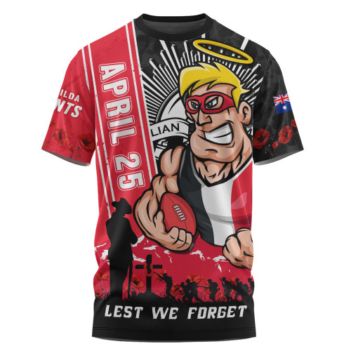St Kilda T-Shirt Anzac Day Lest We Forget Memorial