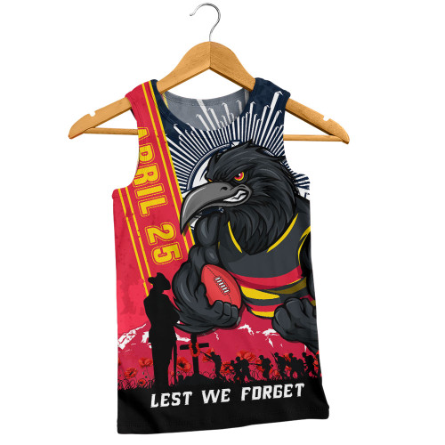 Adelaide Crows Men Singlet Anzac Day Lest We Forget Memorial