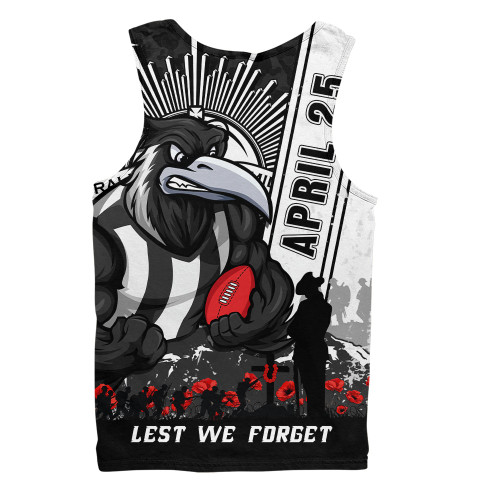 Collingwood Men Singlet Anzac Day Lest We Forget Memorial