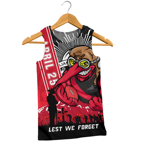 Essendon Men Singlet Anzac Day Lest We Forget Memorial