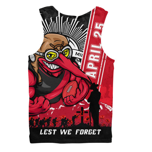 Essendon Men Singlet Anzac Day Lest We Forget Memorial
