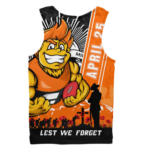 GWS GIANTS Men Singlet Anzac Day Lest We Forget Memorial