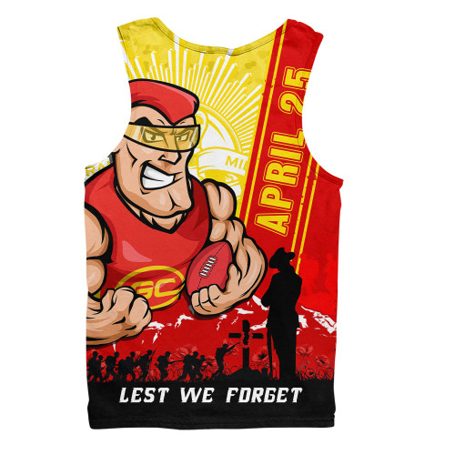 Gold Coast SUNS Men Singlet Anzac Day Lest We Forget Memorial