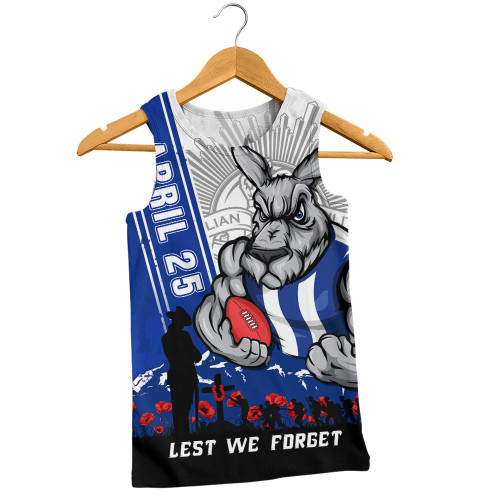 North Melbourne Men Singlet Anzac Day Lest We Forget Memorial