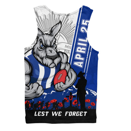North Melbourne Men Singlet Anzac Day Lest We Forget Memorial