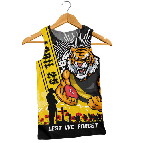 Richmond Men Singlet Anzac Day Lest We Forget Memorial