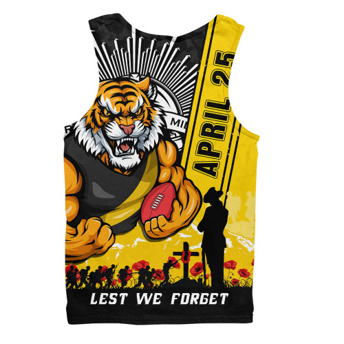 Richmond Men Singlet Anzac Day Lest We Forget Memorial