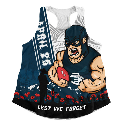 Carlton Women Racerback Singlet Anzac Day Lest We Forget Memorial