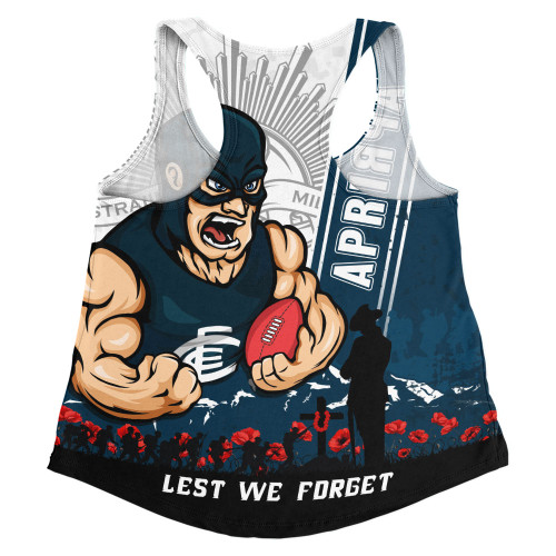 Carlton Women Racerback Singlet Anzac Day Lest We Forget Memorial
