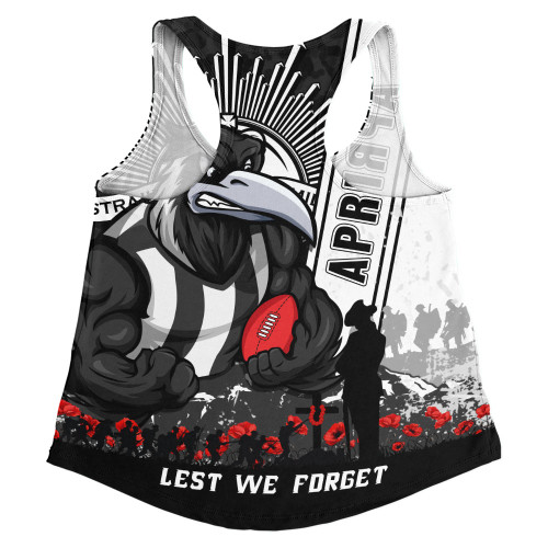 Collingwood Women Racerback Singlet Anzac Day Lest We Forget Memorial