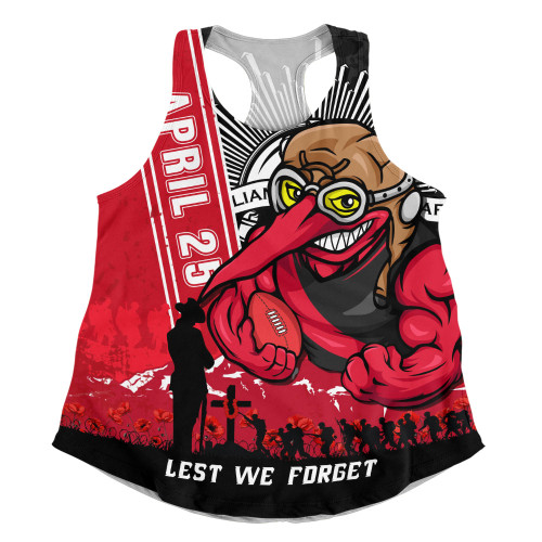Essendon Women Racerback Singlet Anzac Day Lest We Forget Memorial