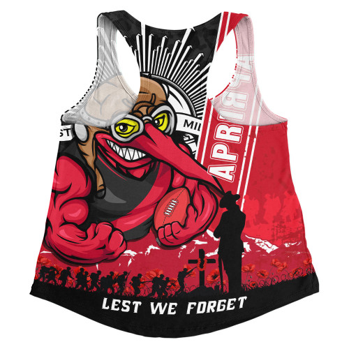 Essendon Women Racerback Singlet Anzac Day Lest We Forget Memorial