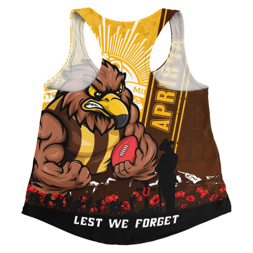 Hawthorn Women Racerback Singlet Anzac Day Lest We Forget Memorial