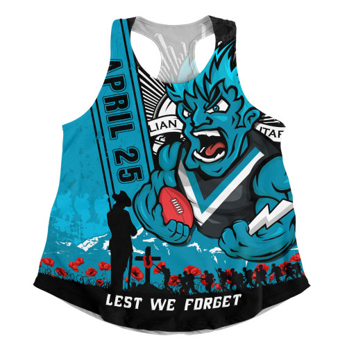 Port Adelaide Women Racerback Singlet Anzac Day Lest We Forget Memorial