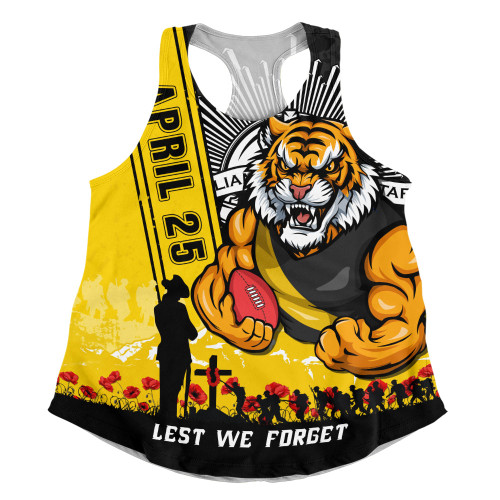 Richmond Women Racerback Singlet Anzac Day Lest We Forget Memorial