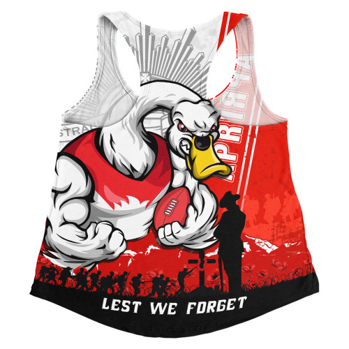 Sydney Swans Women Racerback Singlet Anzac Day Lest We Forget Memorial