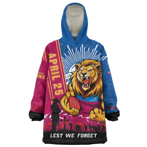 Brisbane Lions Snug Hoodie Anzac Day Lest We Forget Memorial