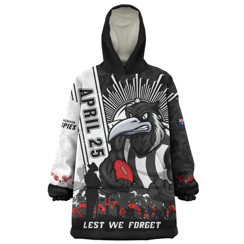 Collingwood Snug Hoodie Anzac Day Lest We Forget Memorial