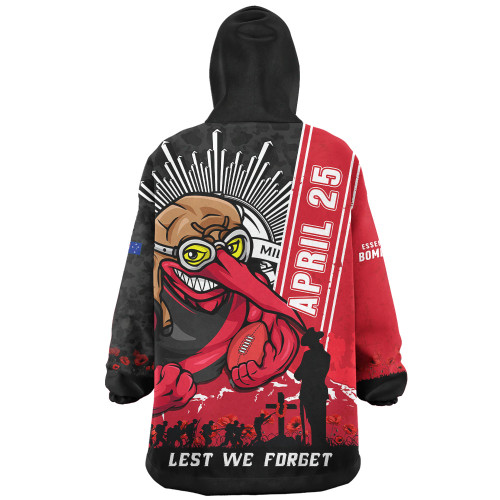 Essendon Snug Hoodie Anzac Day Lest We Forget Memorial