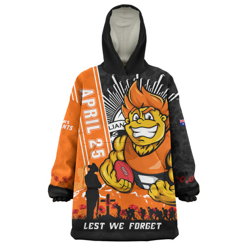 GWS GIANTS Snug Hoodie Anzac Day Lest We Forget Memorial