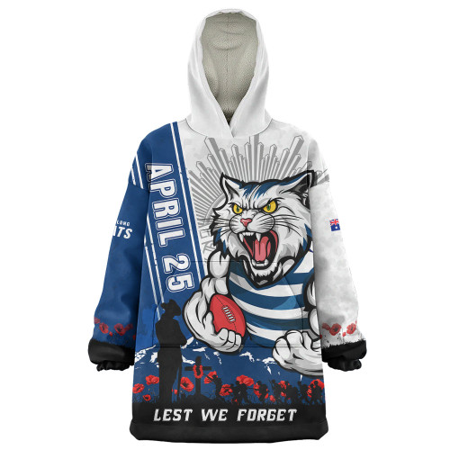 Geelong Cats Snug Hoodie Anzac Day Lest We Forget Memorial