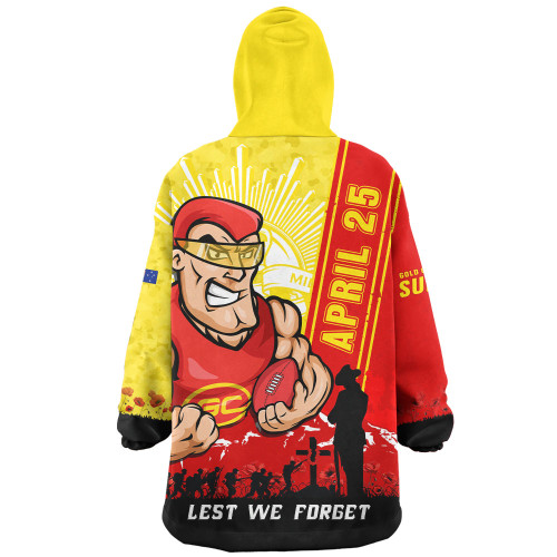 Gold Coast SUNS Snug Hoodie Anzac Day Lest We Forget Memorial