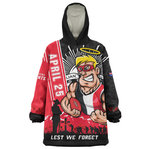 St Kilda Snug Hoodie Anzac Day Lest We Forget Memorial